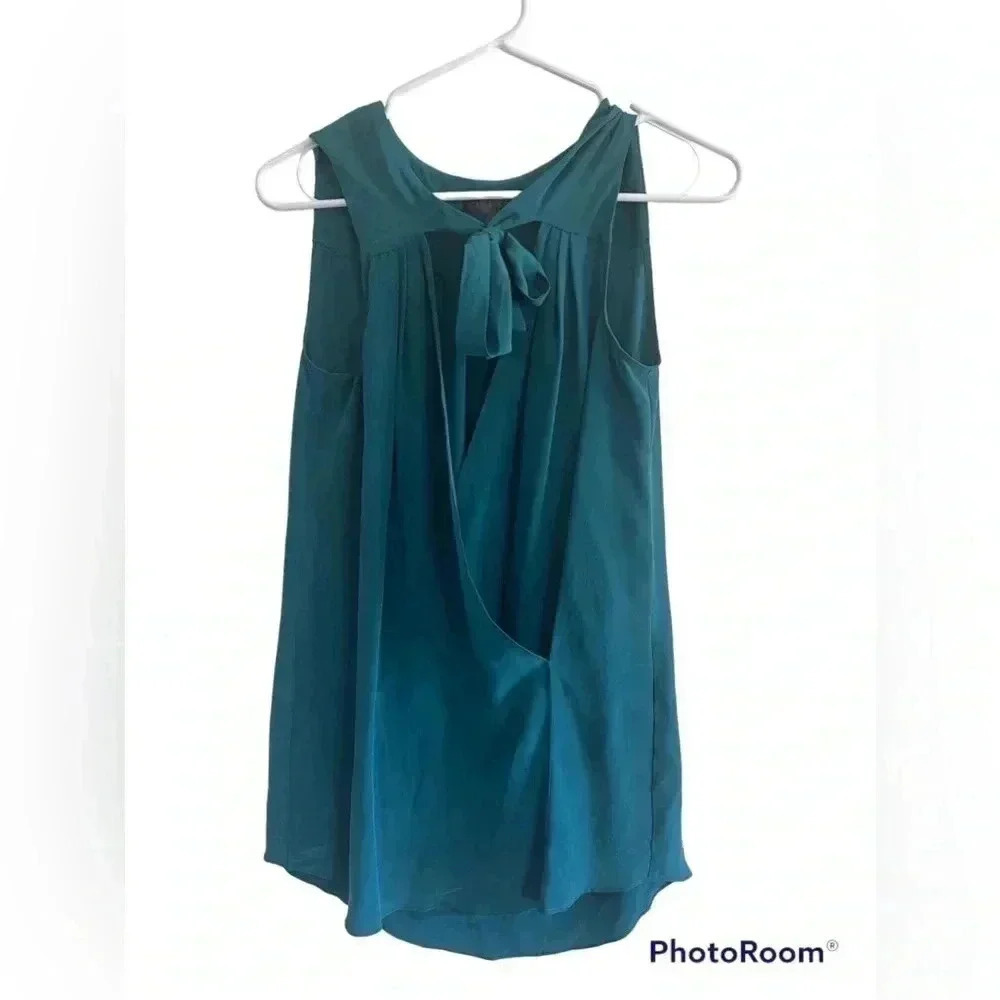 Hale Bob silk tie bow top S tank blouse